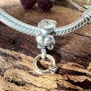 Authentic Pandora Charm Wedding Ring Dangle I Do Engaged Diamond 14k Gold Two T